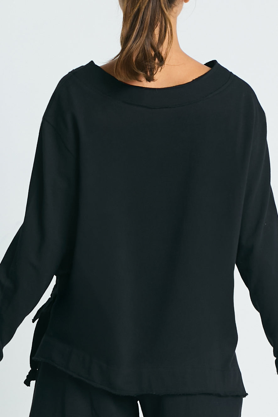 French Terry Crop Drawstring Top