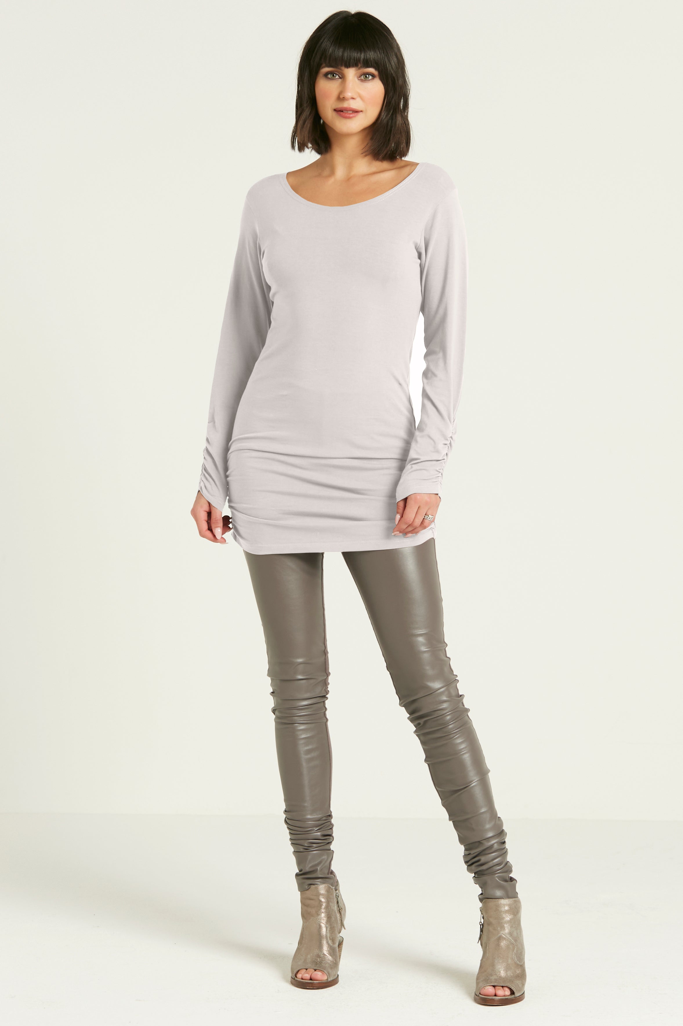 Cotton Lycra  Long Sleeve Ruche Top