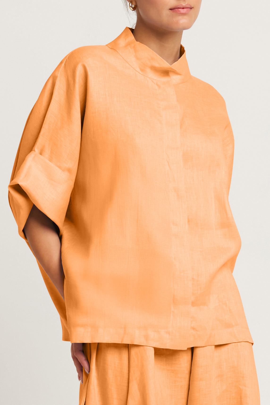 Handkerchief Linen Mandarin Shirt