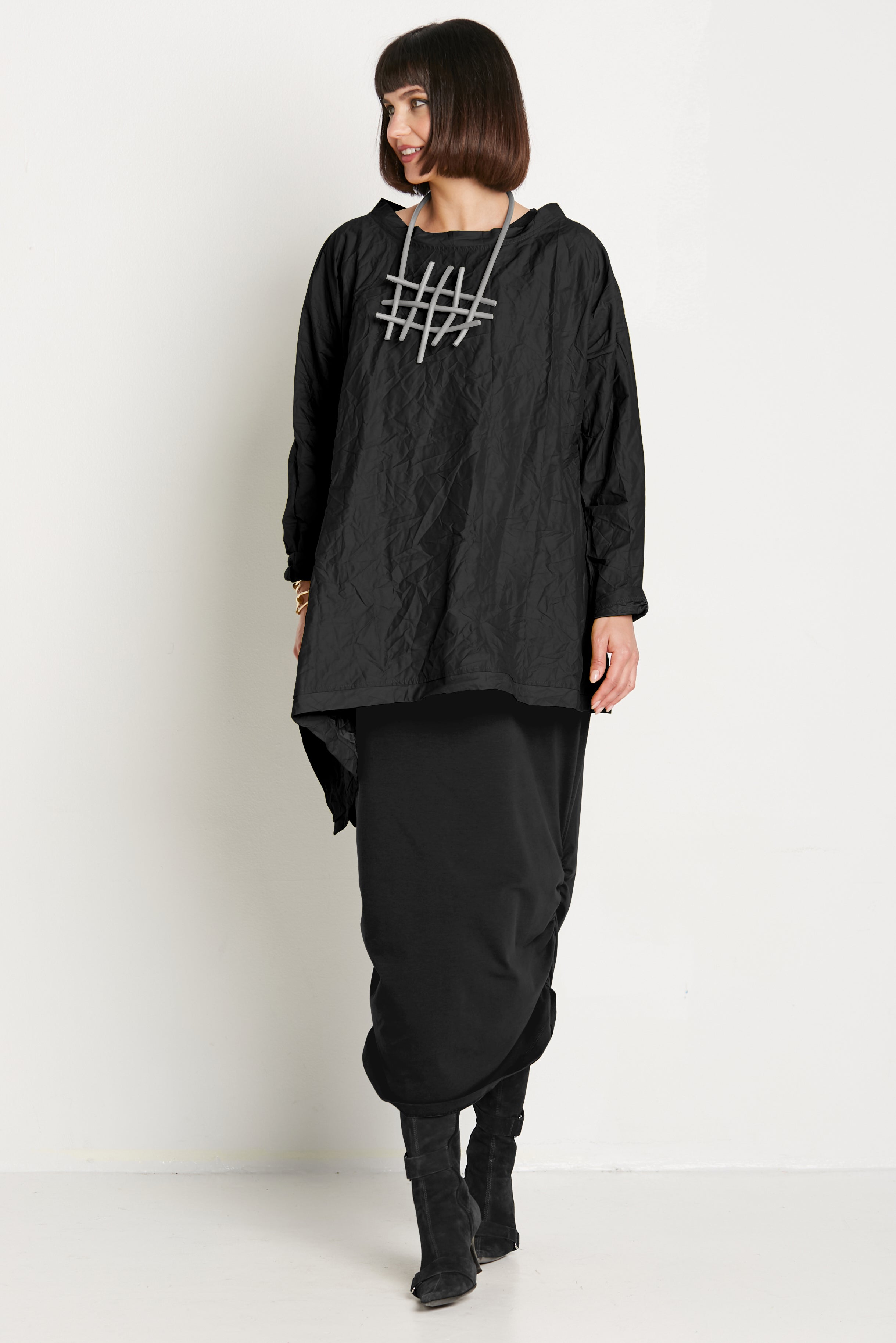 Crushed Nylon Flounce Tunic