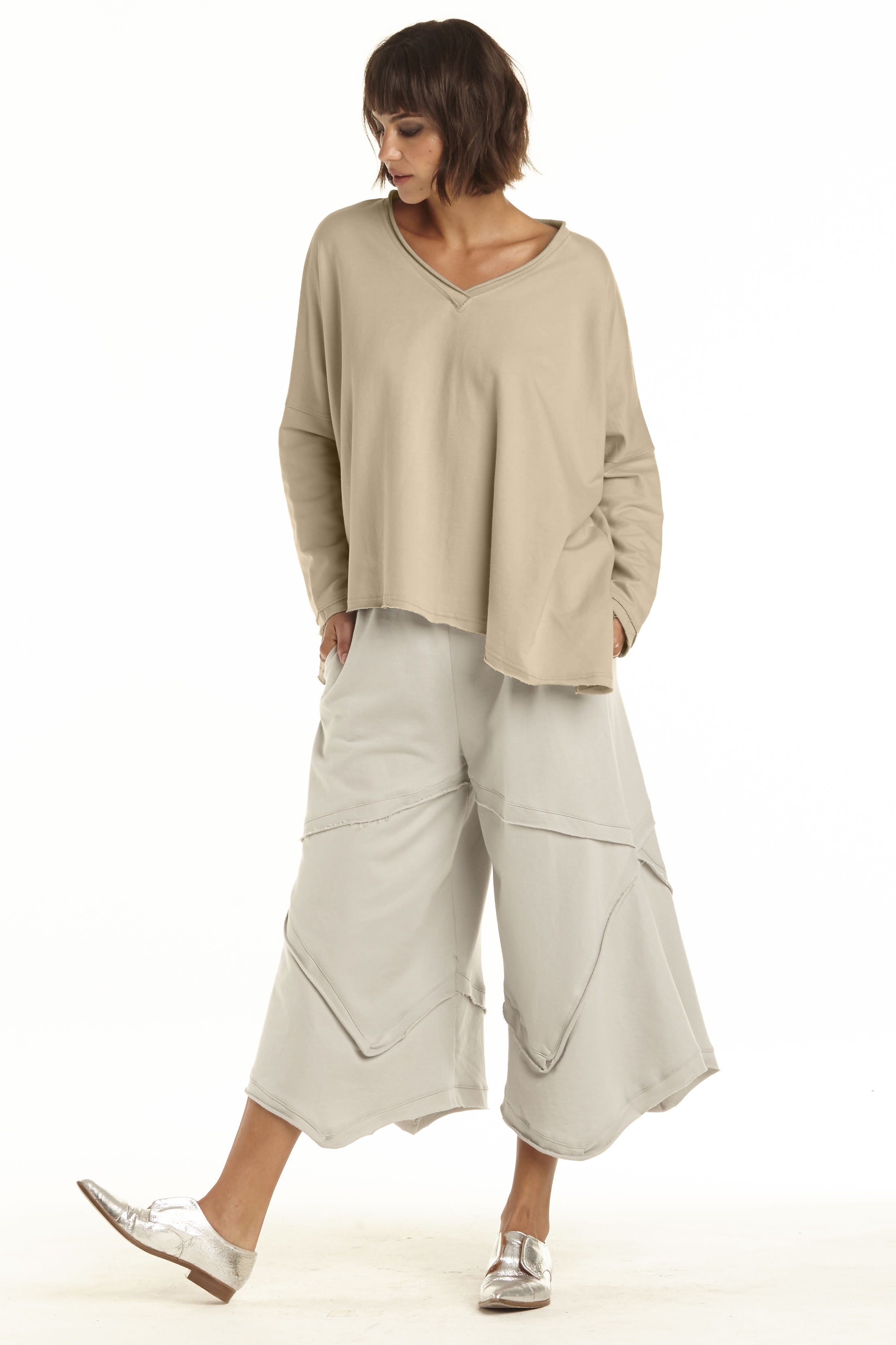 French Terry Double Angle V-Tee