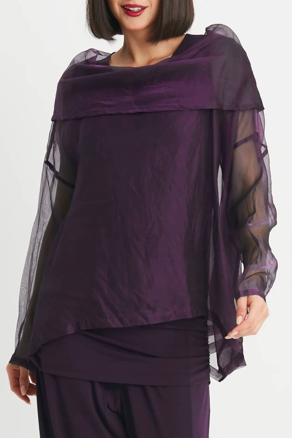 Organza Cowl Neck Top