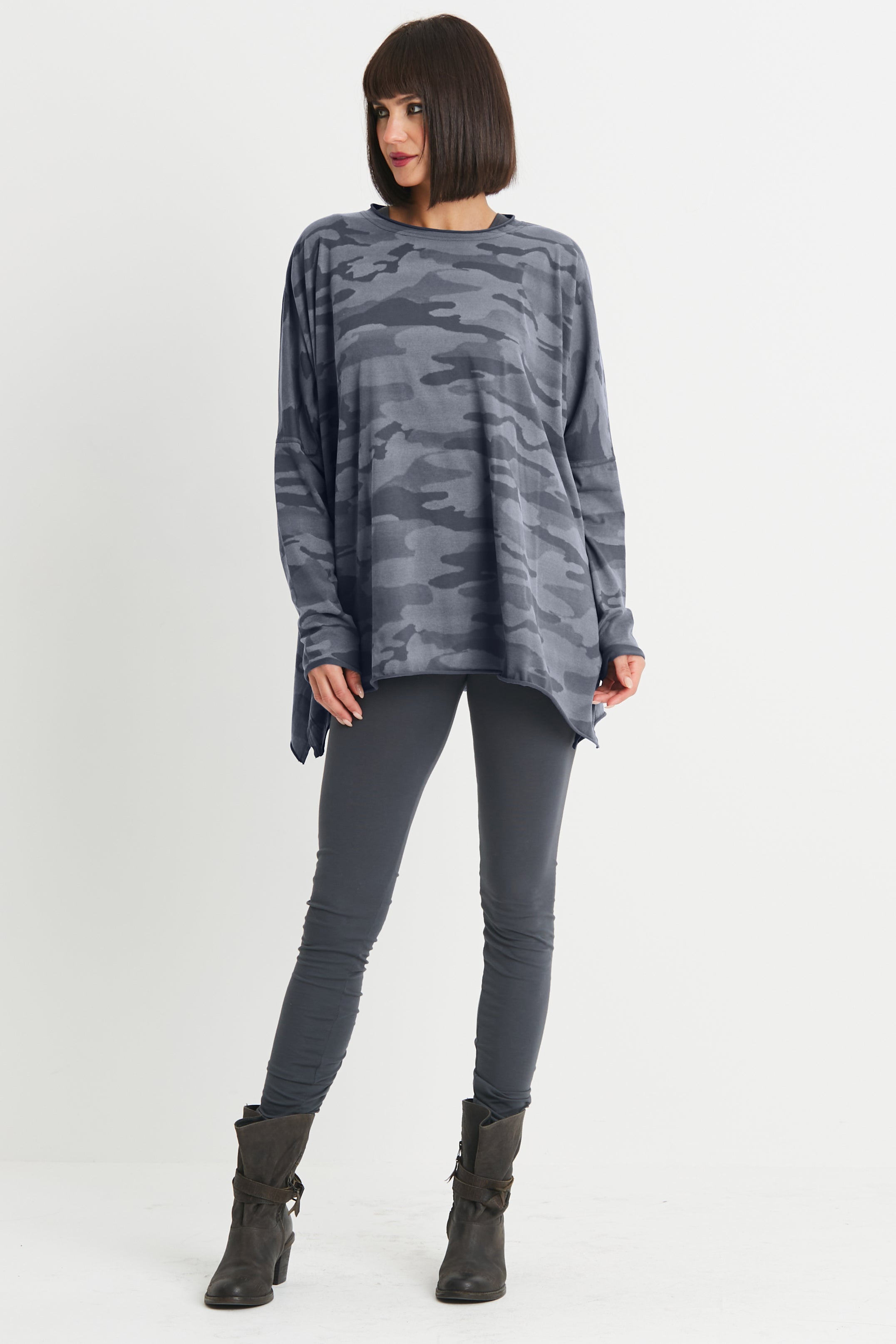 Pima Cotton Camo Oversized Crew Swing Tee
