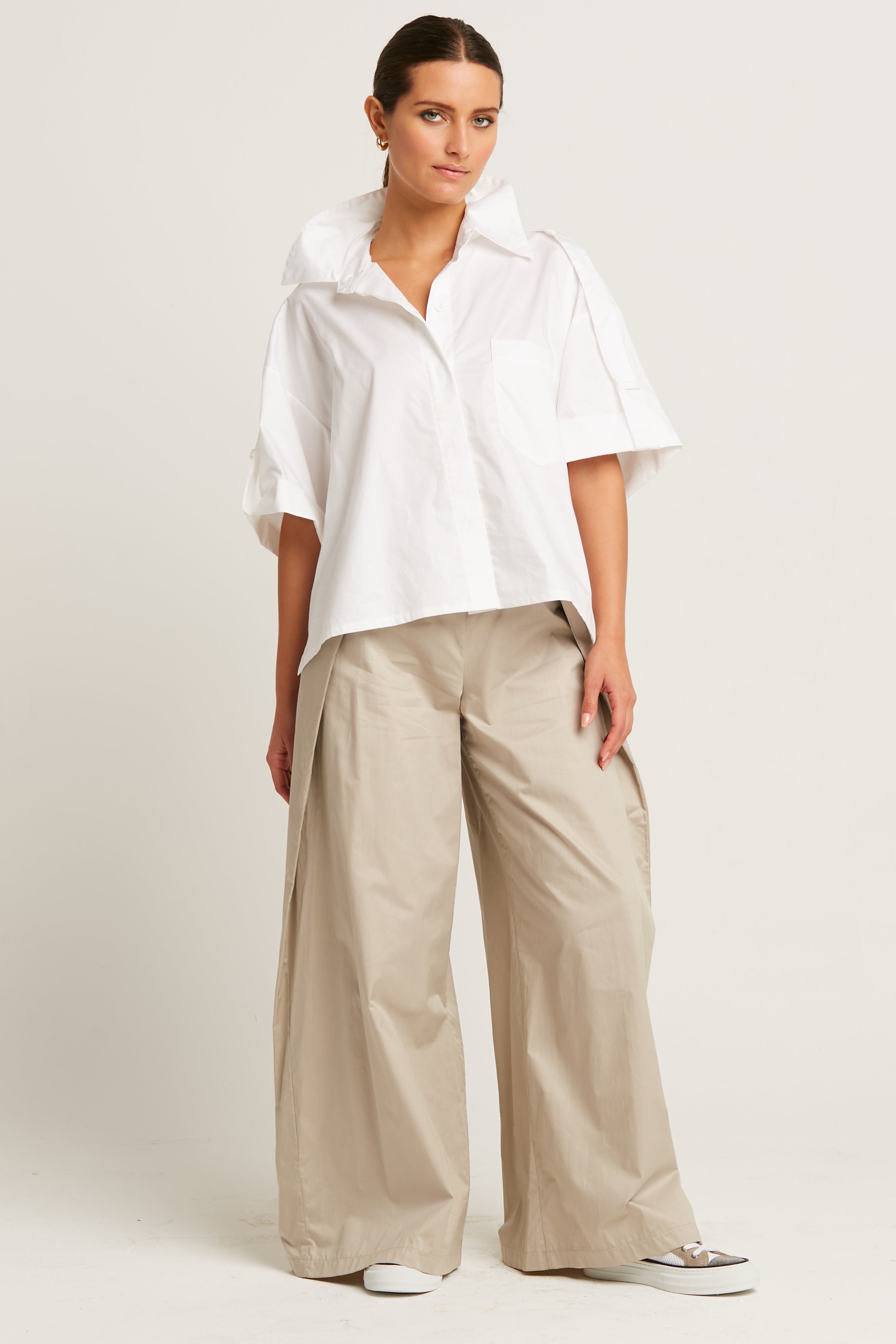 Cotton Tab Sleeve Shirt