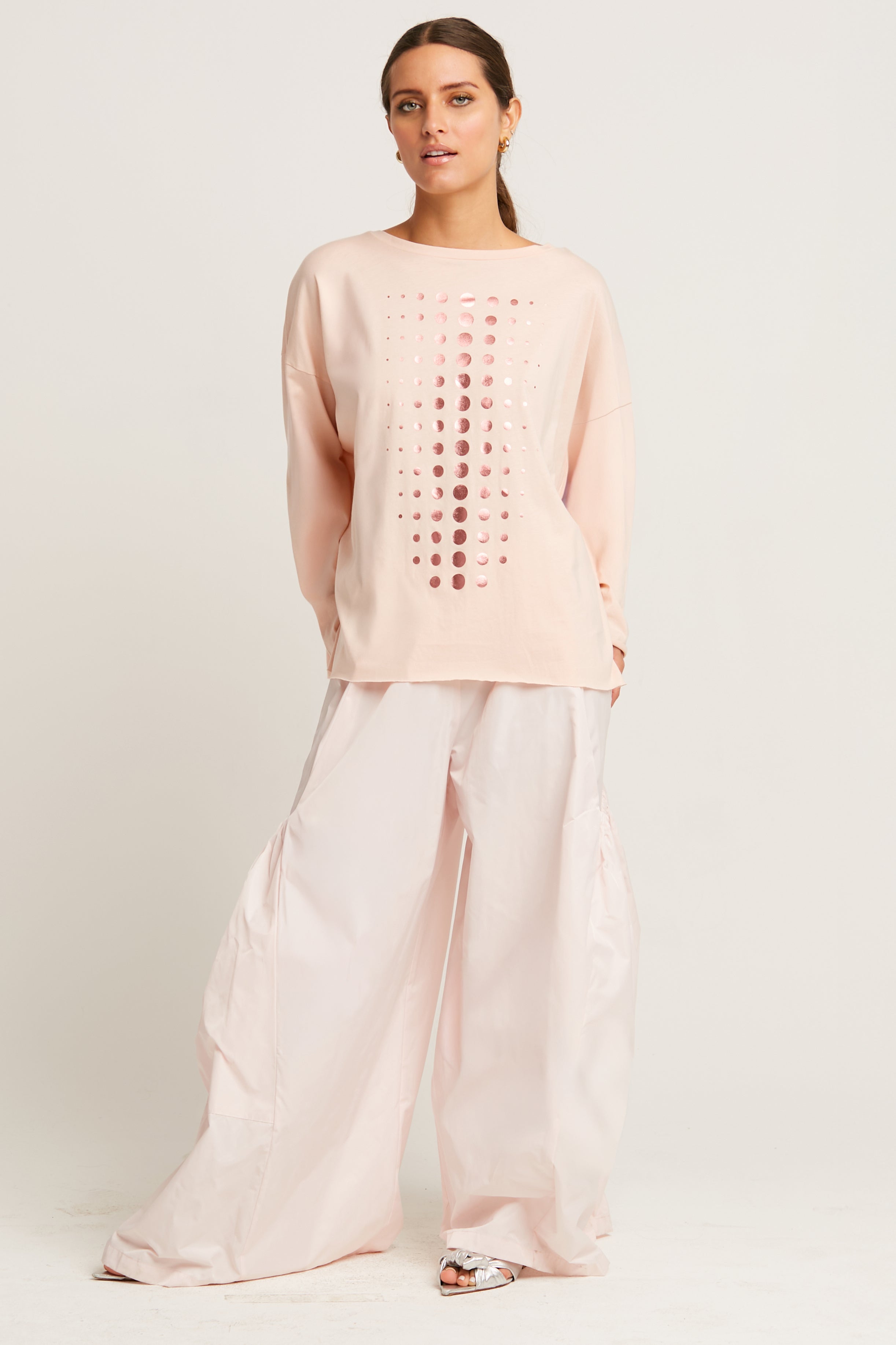Pima Cotton Metallic Dot Dot Dot Luxury Boxy T