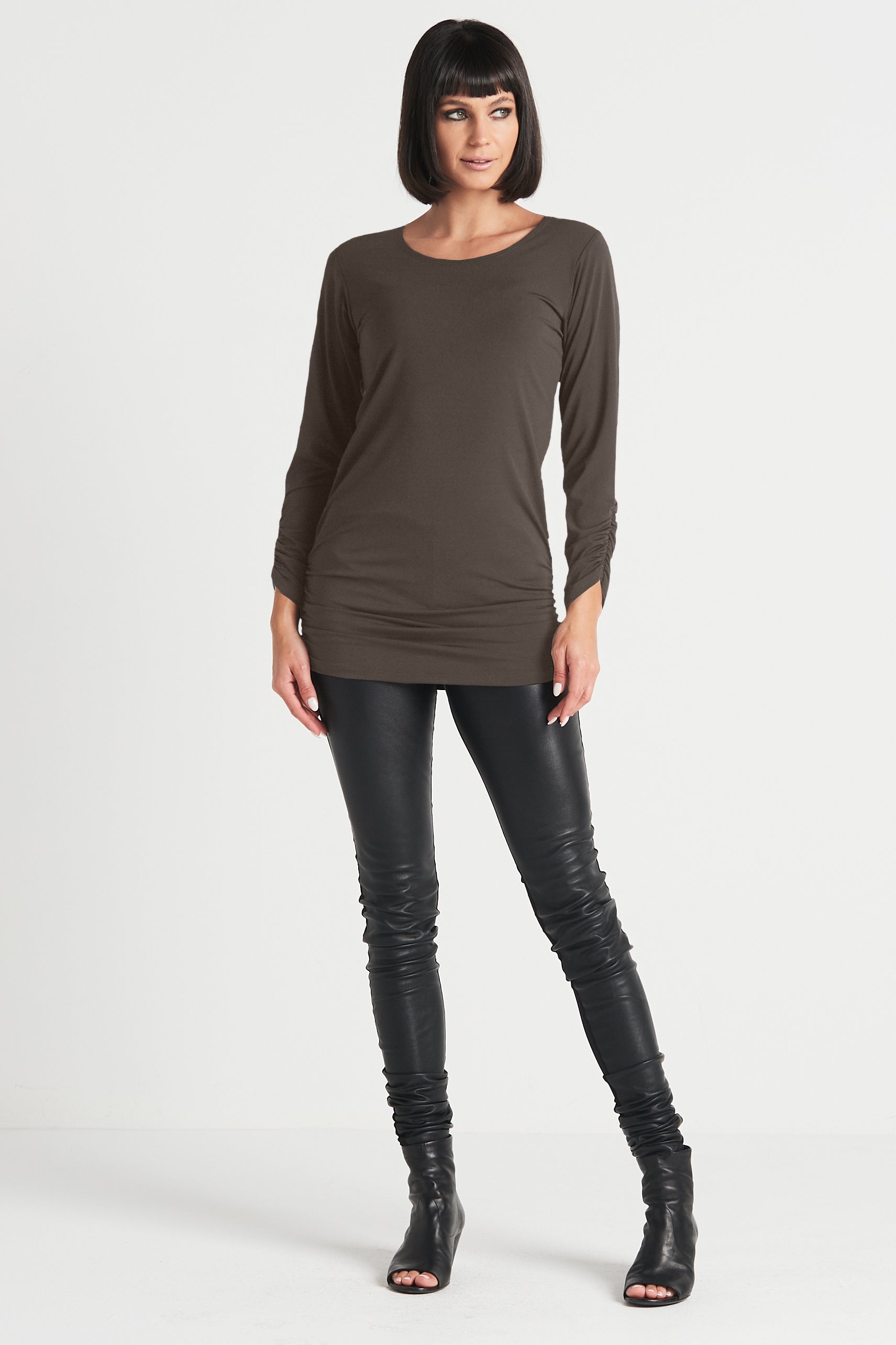 Matte Jersey Long Sleeve Ruche Top