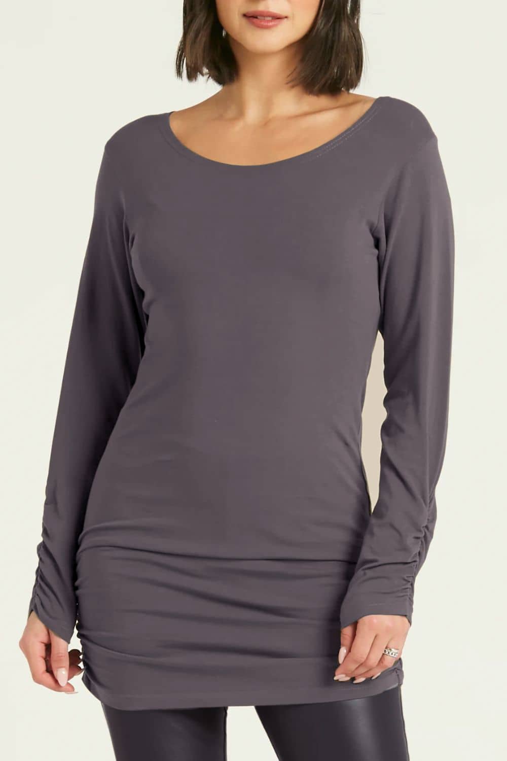 Cotton Lycra  Long Sleeve Ruche Top