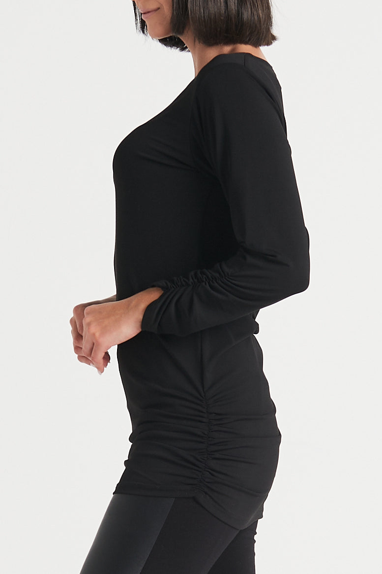 Matte Jersey Long Sleeve Ruche Top