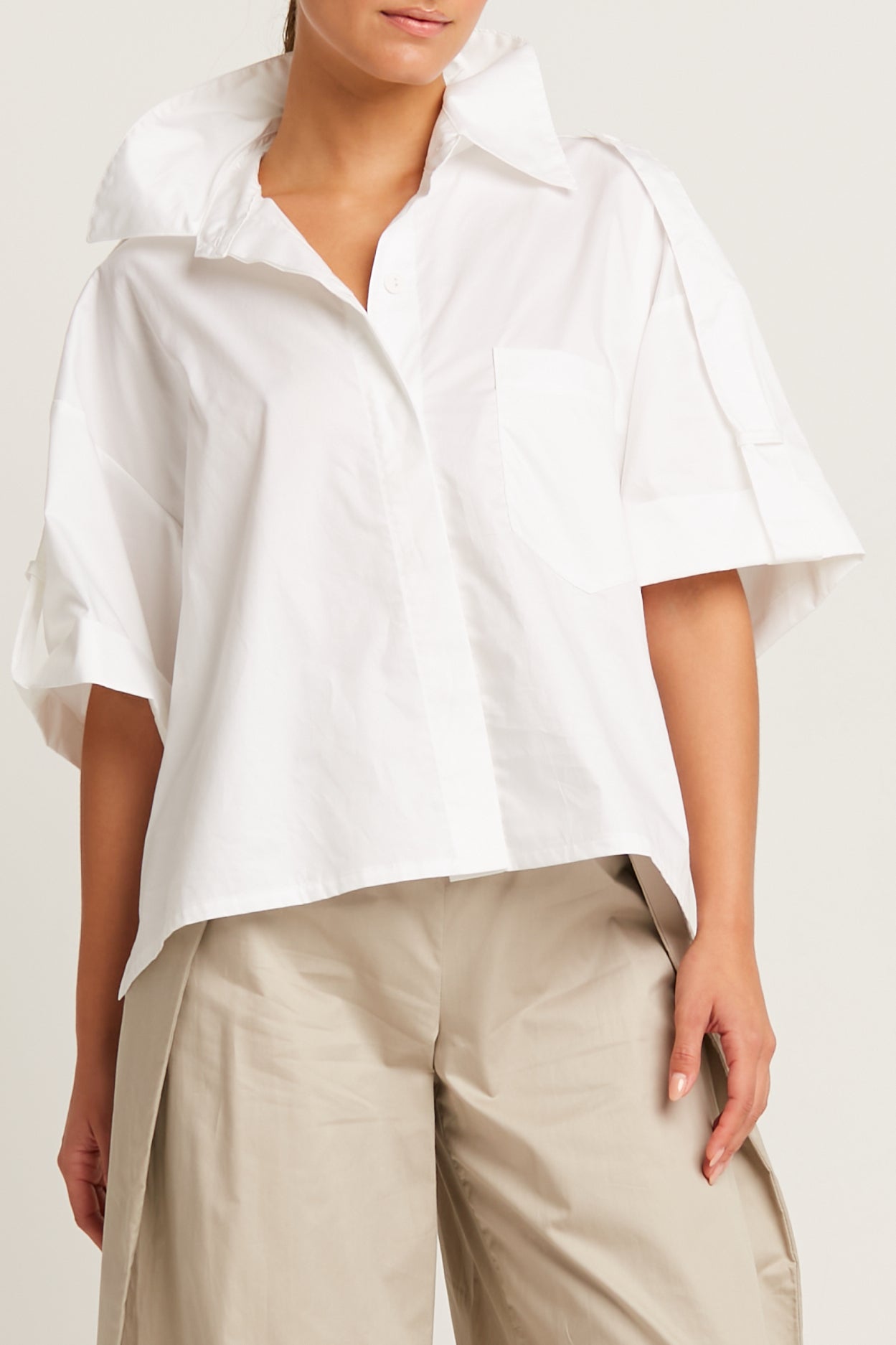 Cotton Tab Sleeve Shirt