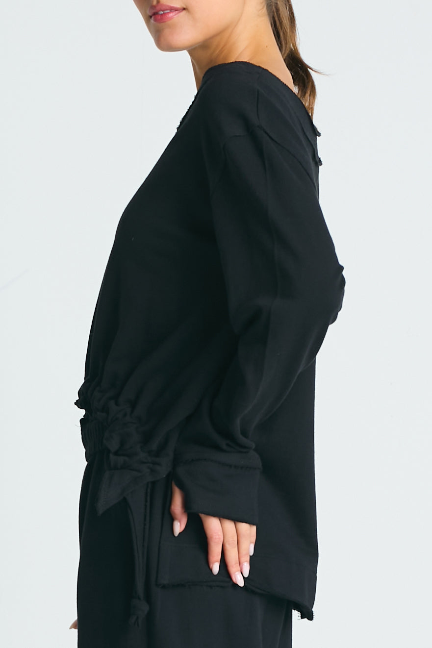 French Terry Crop Drawstring Top