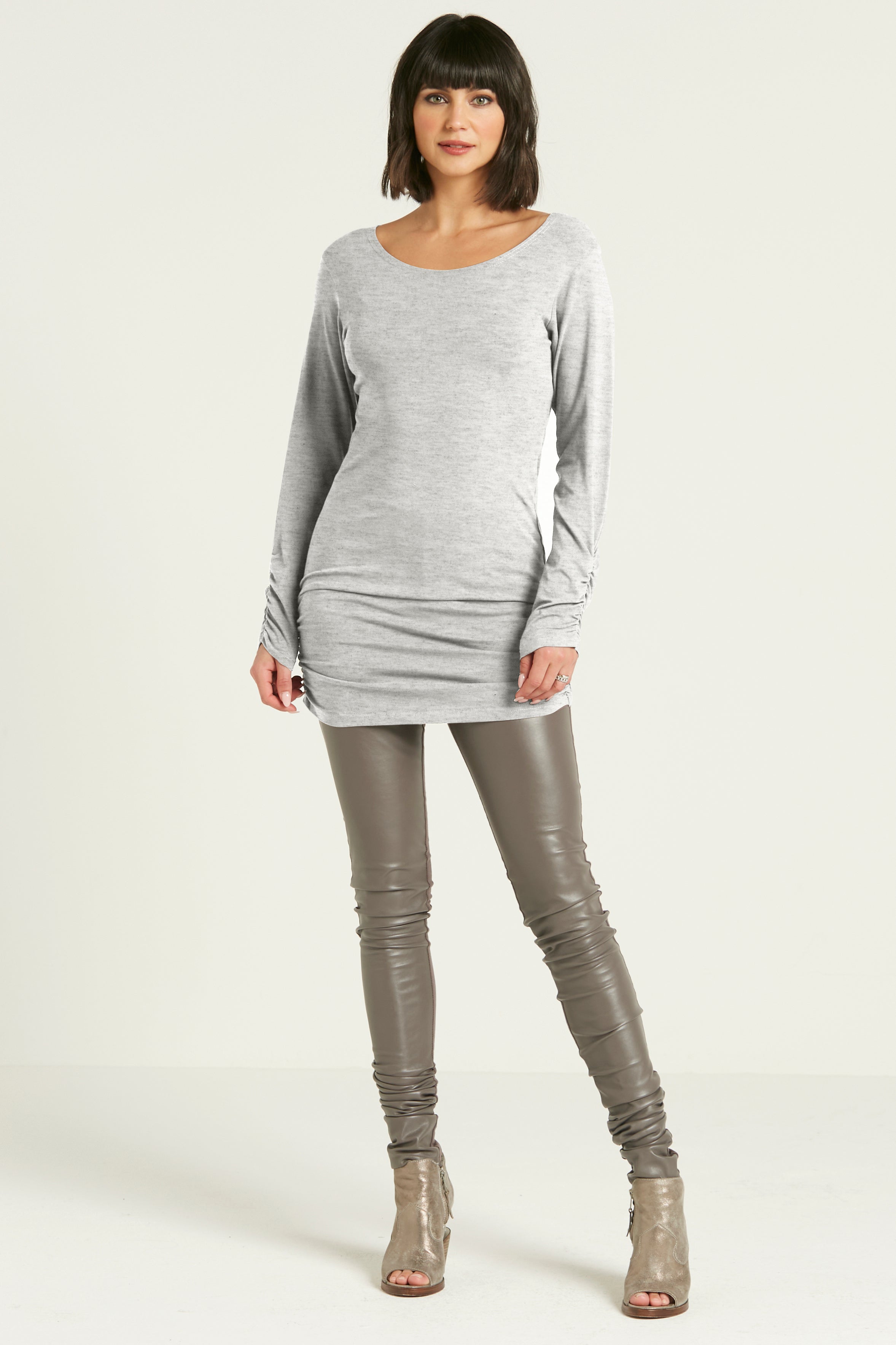 Cotton Lycra  Long Sleeve Ruche Top