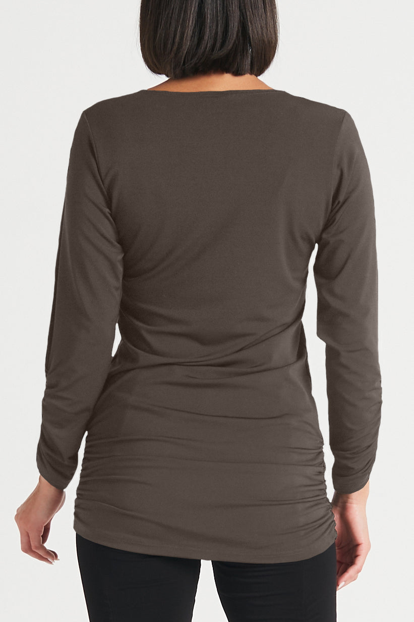 Matte Jersey Long Sleeve Ruche Top