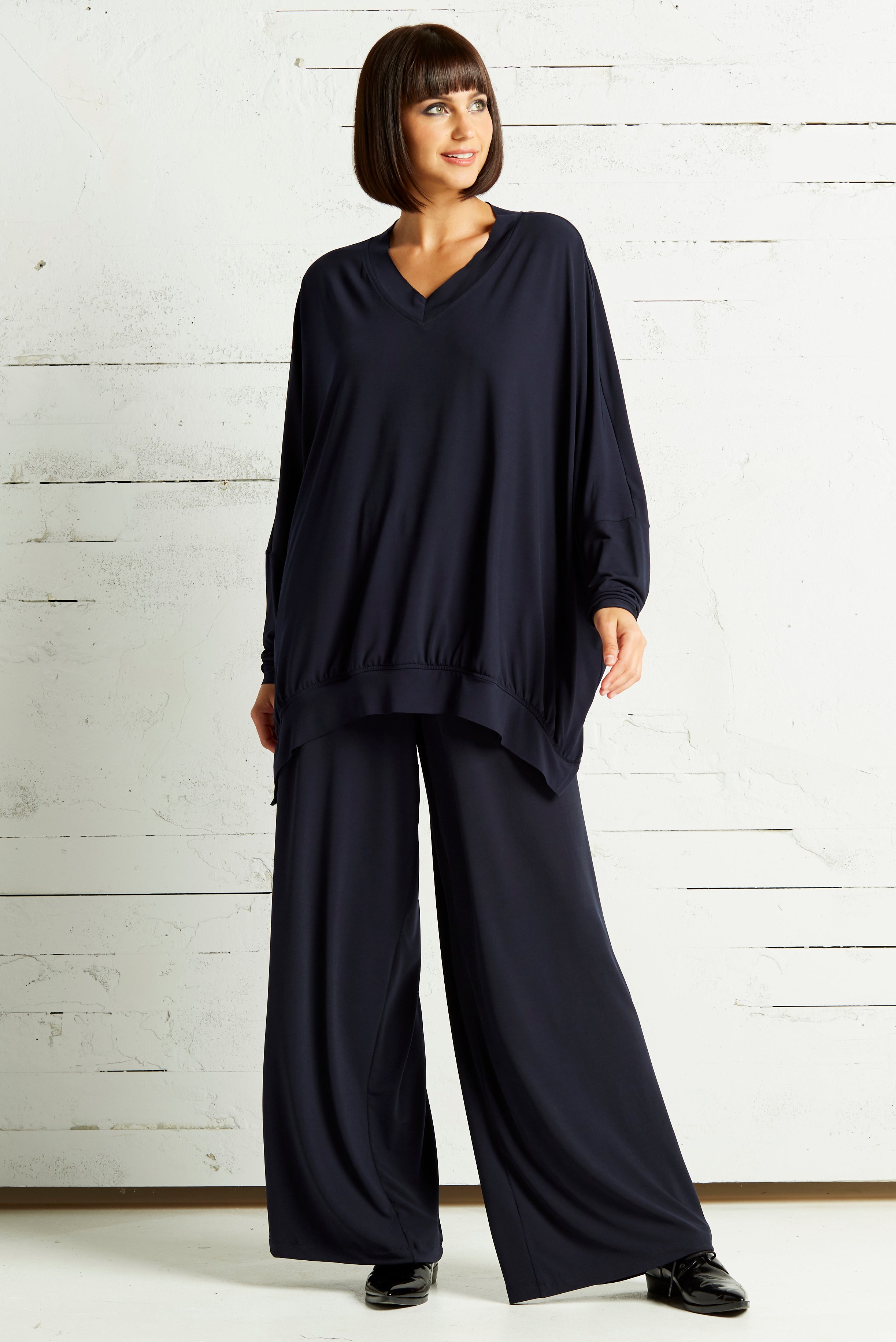 Matte Jersey Bubble V Neck Top