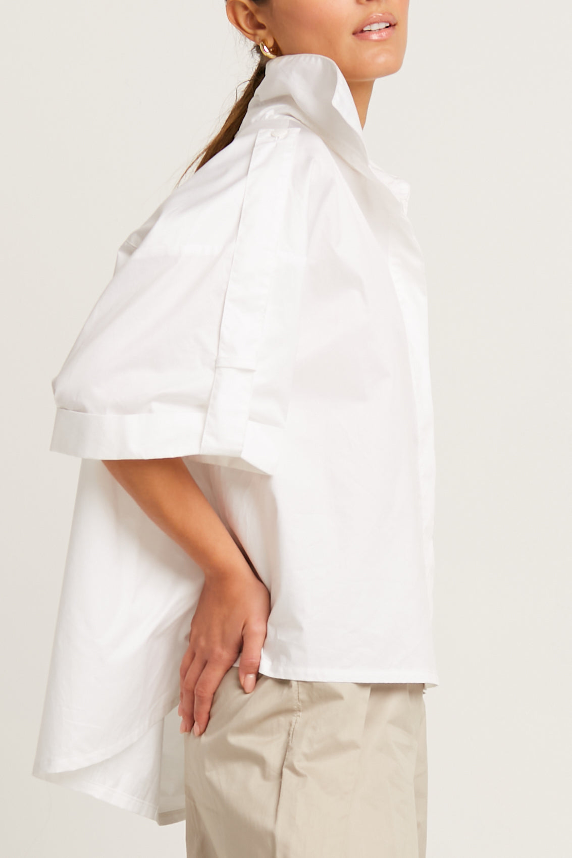 Cotton Tab Sleeve Shirt