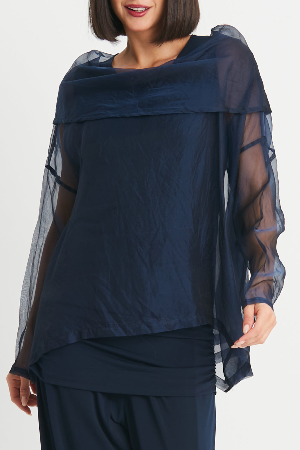 Organza Cowl Neck Top