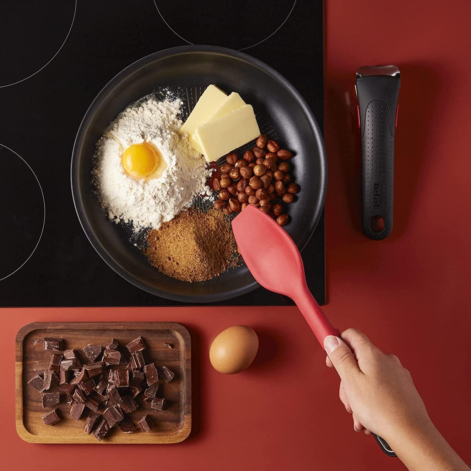 Tefal Ingenio Unlimited On – zestaw 3 garnków 16/18/20 cm + zdejmowana rączka | Nadaje się do kuchenek indukcyjnych, nieprzywierająca powłoka, powłoka tytanowa, Thermo-signal, bez PFOA, można myć w zmywarce i piekarniku