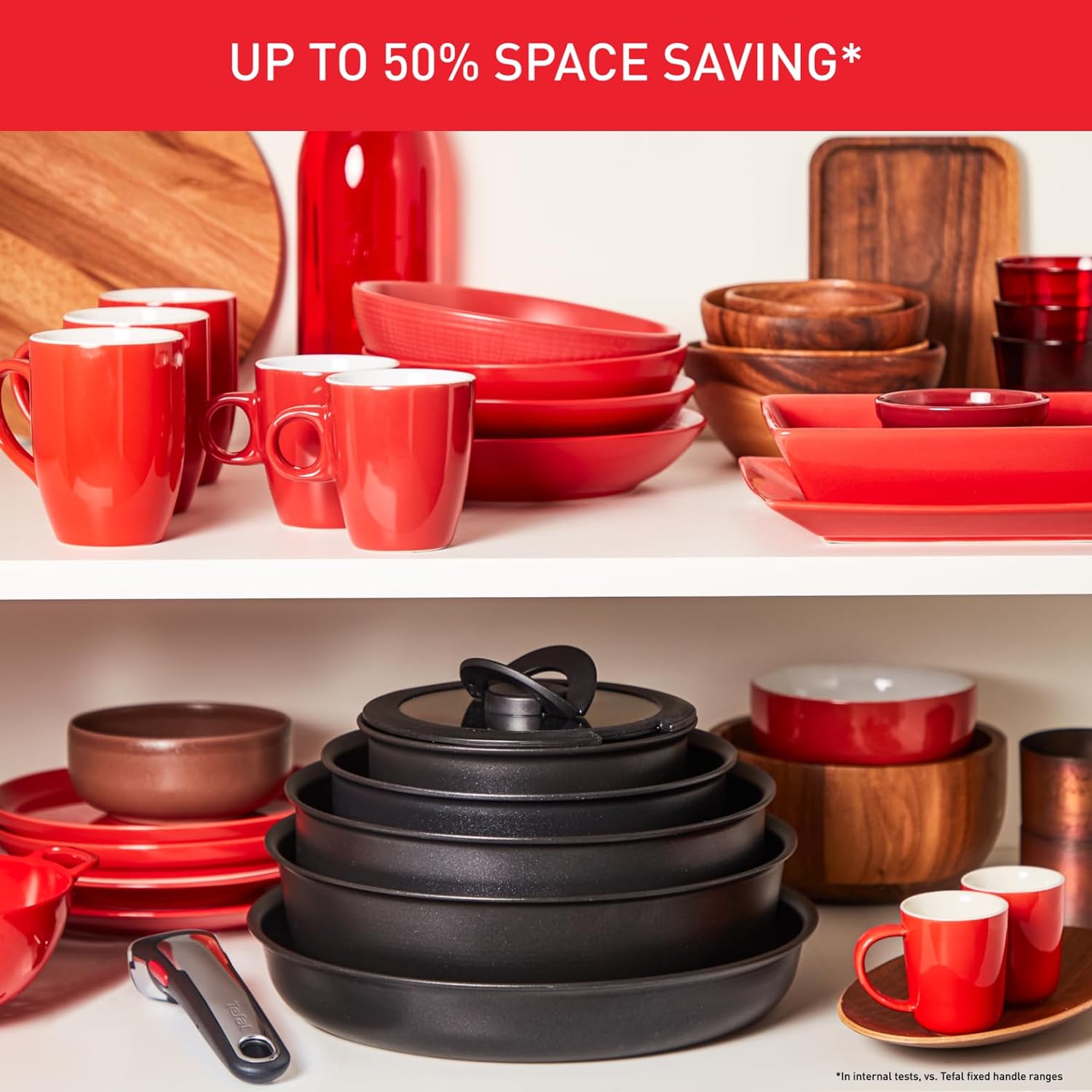 Tefal Ingenio Unlimited On – zestaw 3 garnków 16/18/20 cm + zdejmowana rączka | Nadaje się do kuchenek indukcyjnych, nieprzywierająca powłoka, powłoka tytanowa, Thermo-signal, bez PFOA, można myć w zmywarce i piekarniku