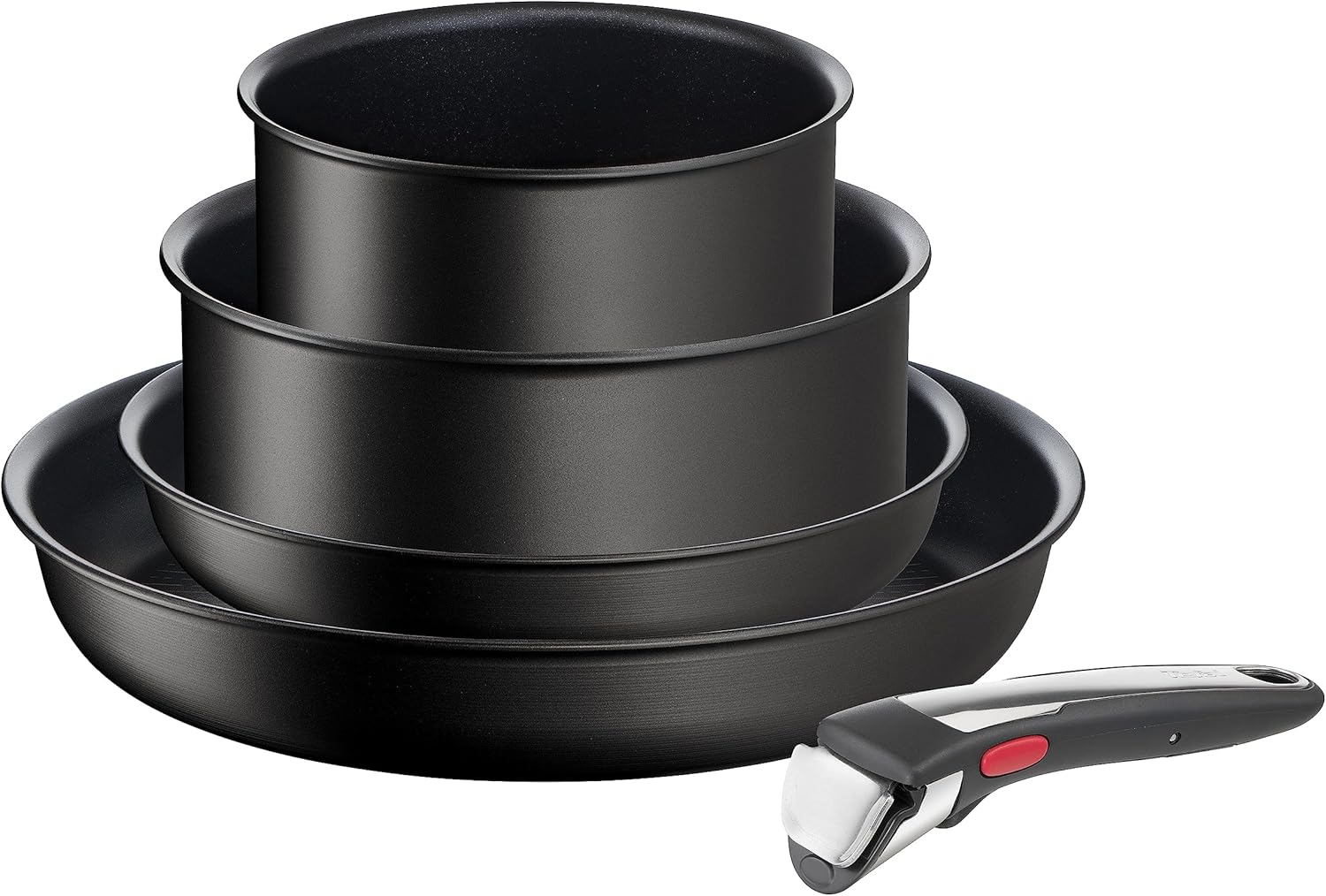 Tefal Ingenio Unlimited On – zestaw 3 garnków 16/18/20 cm + zdejmowana rączka | Nadaje się do kuchenek indukcyjnych, nieprzywierająca powłoka, powłoka tytanowa, Thermo-signal, bez PFOA, można myć w zmywarce i piekarniku