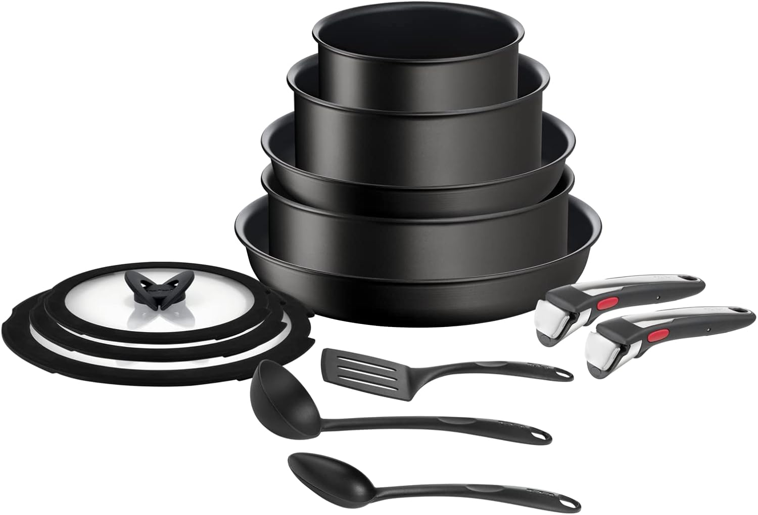 Tefal Ingenio Unlimited On – zestaw 3 garnków 16/18/20 cm + zdejmowana rączka | Nadaje się do kuchenek indukcyjnych, nieprzywierająca powłoka, powłoka tytanowa, Thermo-signal, bez PFOA, można myć w zmywarce i piekarniku