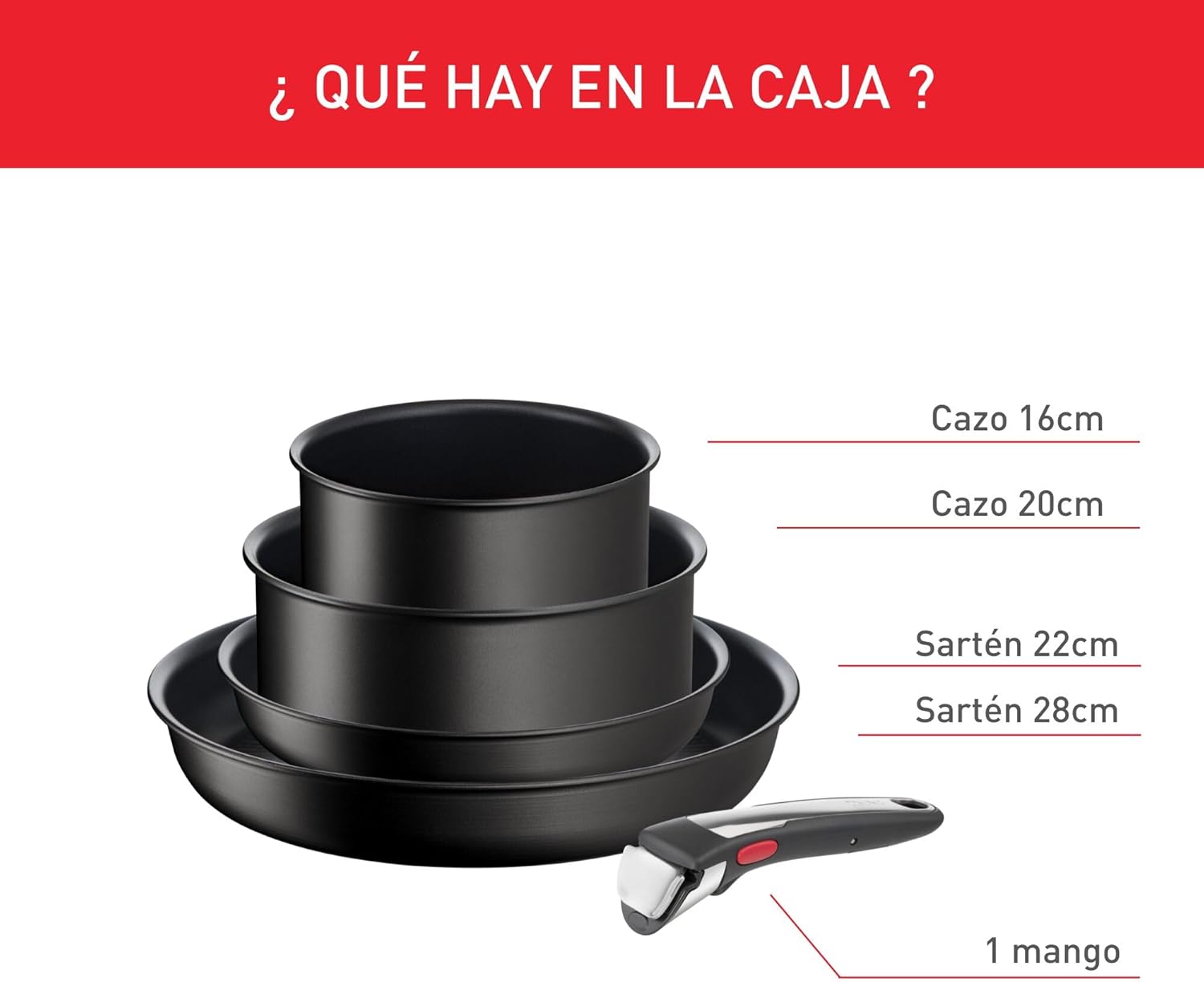 Tefal Ingenio Unlimited On – zestaw 3 garnków 16/18/20 cm + zdejmowana rączka | Nadaje się do kuchenek indukcyjnych, nieprzywierająca powłoka, powłoka tytanowa, Thermo-signal, bez PFOA, można myć w zmywarce i piekarniku