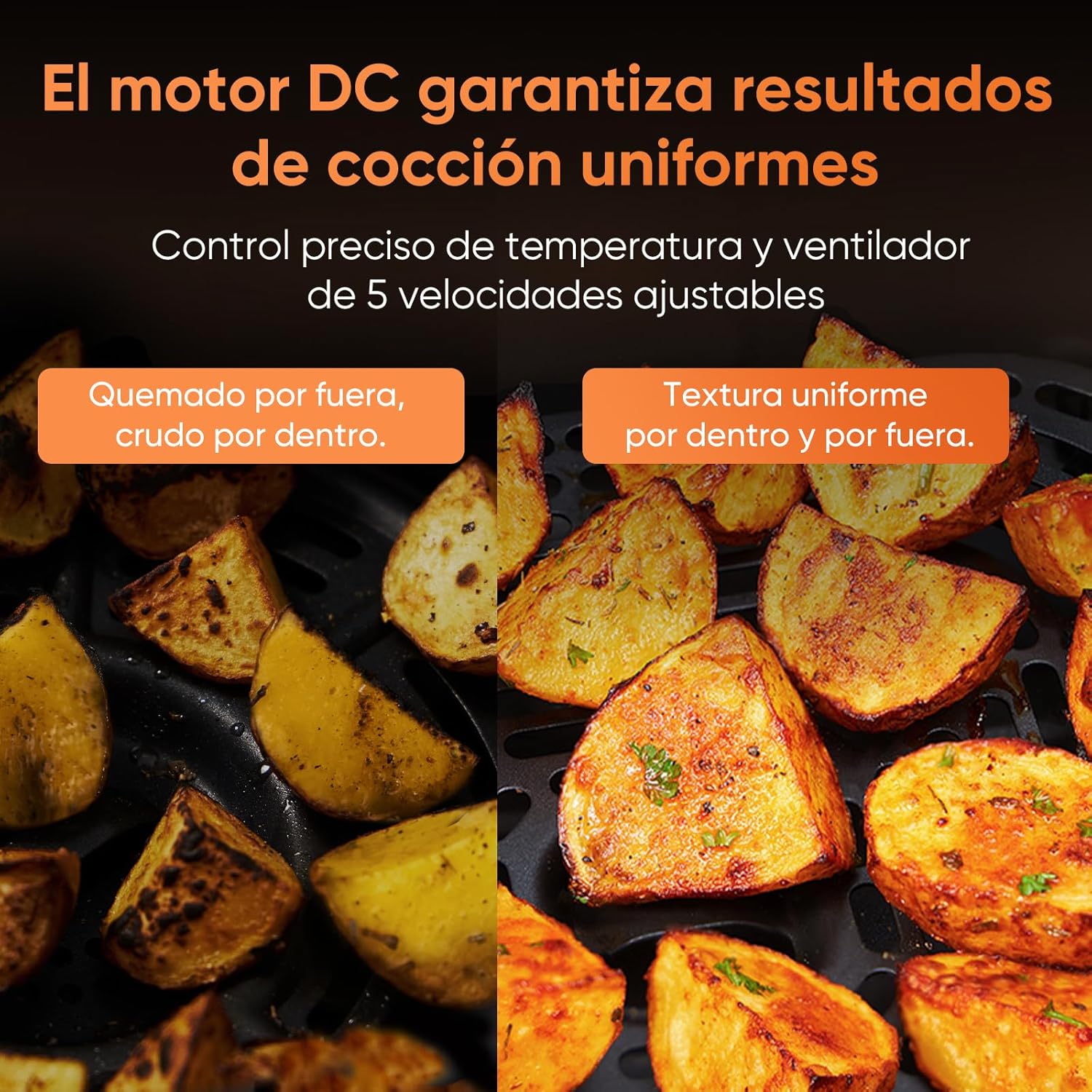Cosori Turbo Blaze 6L Airfryer, Echte metalen binnenkant, Exclusieve DC-motor, 46% sneller, Temperatuur 30°C tot 230°C, Ideaal voor het braden van vlees, Complete kookprogramma's, Stil 27dB