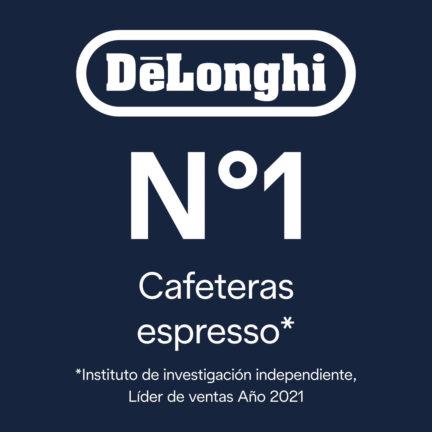 De'Longhi Dedica - RVS pompkoffiezetapparaat voor gemalen koffie of cups, espresso en cappuccino, 1,3 liter reservoir, anti-druppelsysteem, model EC685.M, metaalkleur