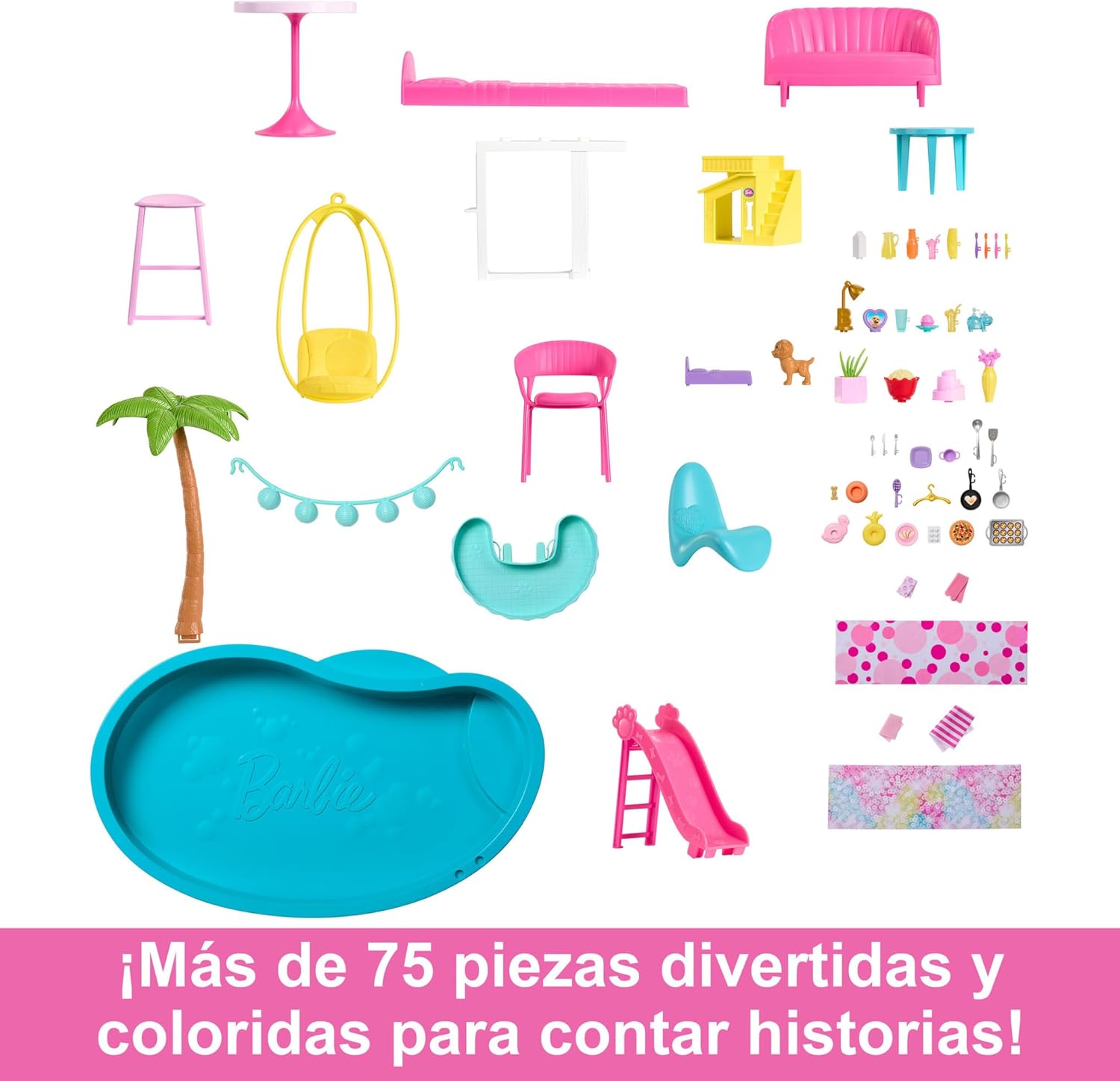 Barbie Dreamhouse 2023 Poppenhuis met 3 verdiepingen, meer dan 75 meubels en accessoires, vanaf 3 jaar (Mattel HMX10)