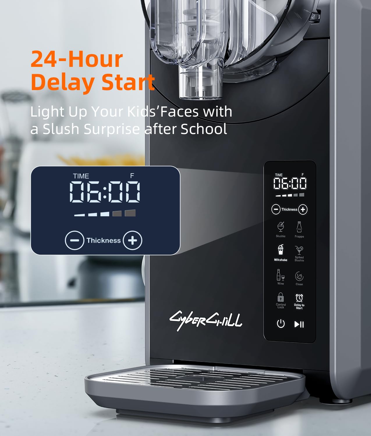 Slushie Maker 2026 met 24-uurs startuitstel en koel houden. Inhoud: 1,9 liter. Automatische frituurfunctie. Bevroren drankenmaker met 5 vooraf ingestelde programma's. Bevroren margarita's, smoothies en meer.