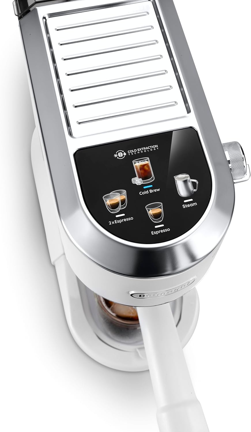 De'Longhi Dedica - RVS pompkoffiezetapparaat voor gemalen koffie of cups, espresso en cappuccino, 1,3 liter reservoir, anti-druppelsysteem, model EC685.M, metaalkleur
