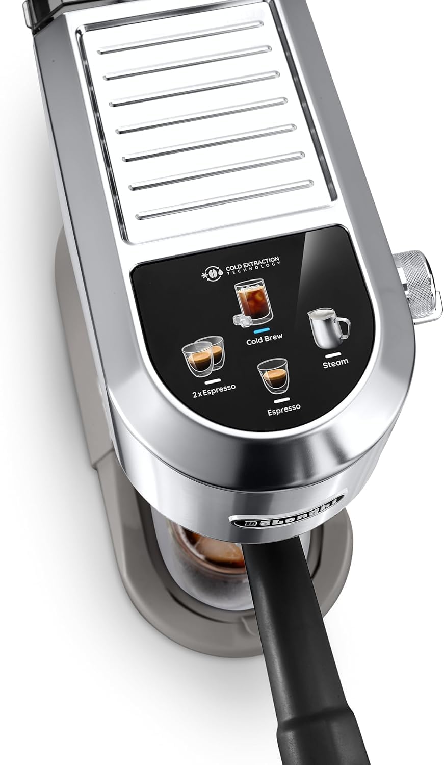 De'Longhi Dedica - RVS pompkoffiezetapparaat voor gemalen koffie of cups, espresso en cappuccino, 1,3 liter reservoir, anti-druppelsysteem, model EC685.M, metaalkleur