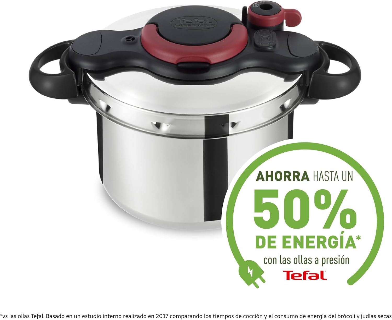 Tefal P47051 Clipso Minut Duo aluminium snelkookpan met 5 veiligheidssystemen en eenvoudige sluiting met één hand, grijs/rood, 5 L