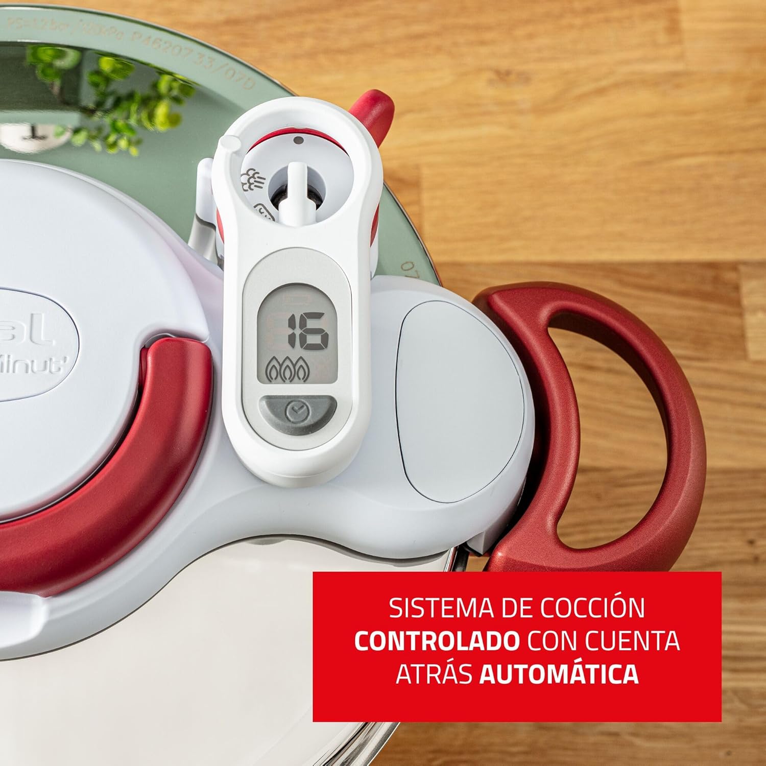 Tefal P47051 Clipso Minut Duo aluminium snelkookpan met 5 veiligheidssystemen en eenvoudige sluiting met één hand, grijs/rood, 5 L