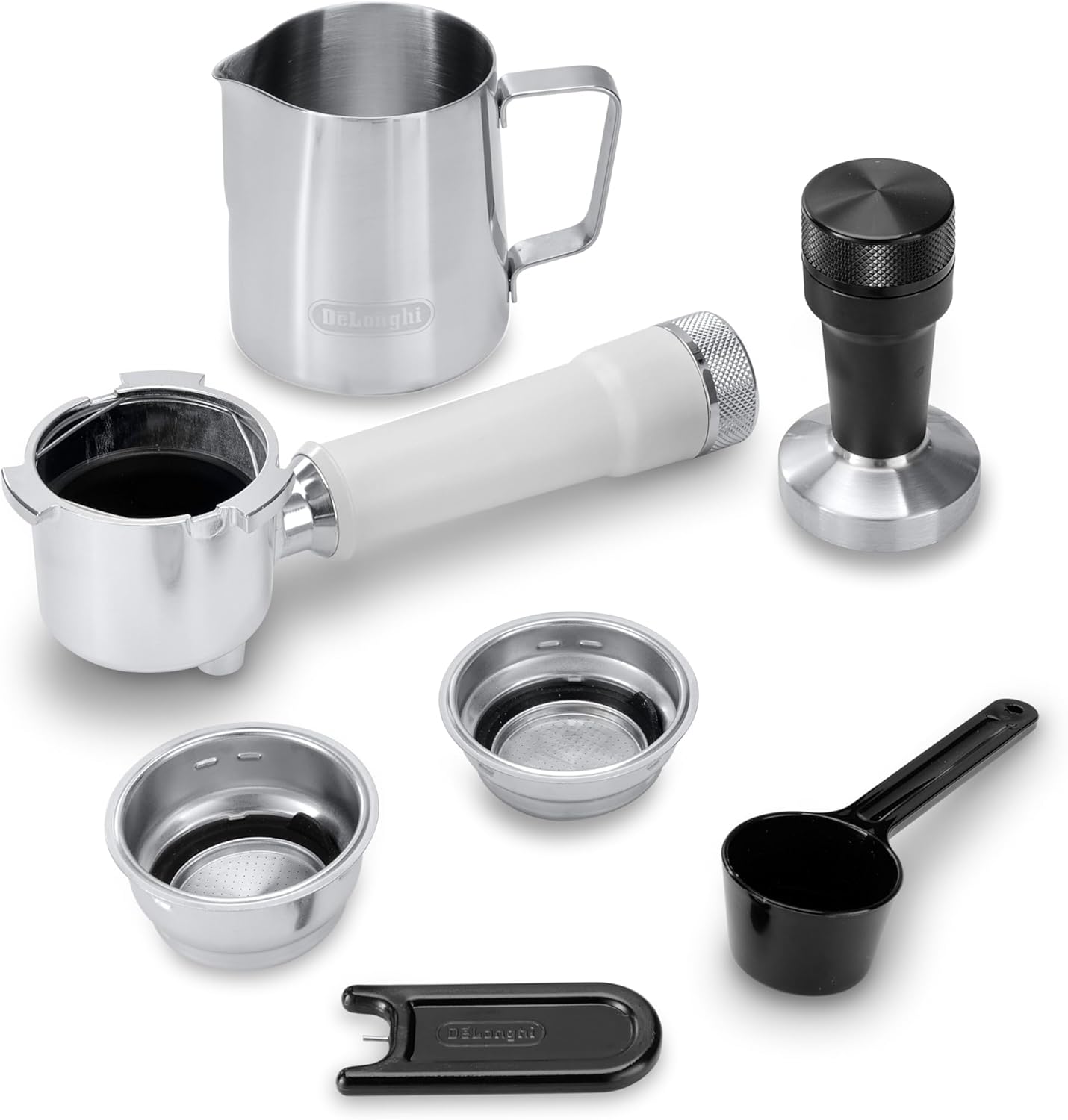 De'Longhi Dedica - RVS pompkoffiezetapparaat voor gemalen koffie of cups, espresso en cappuccino, 1,3 liter reservoir, anti-druppelsysteem, model EC685.M, metaalkleur