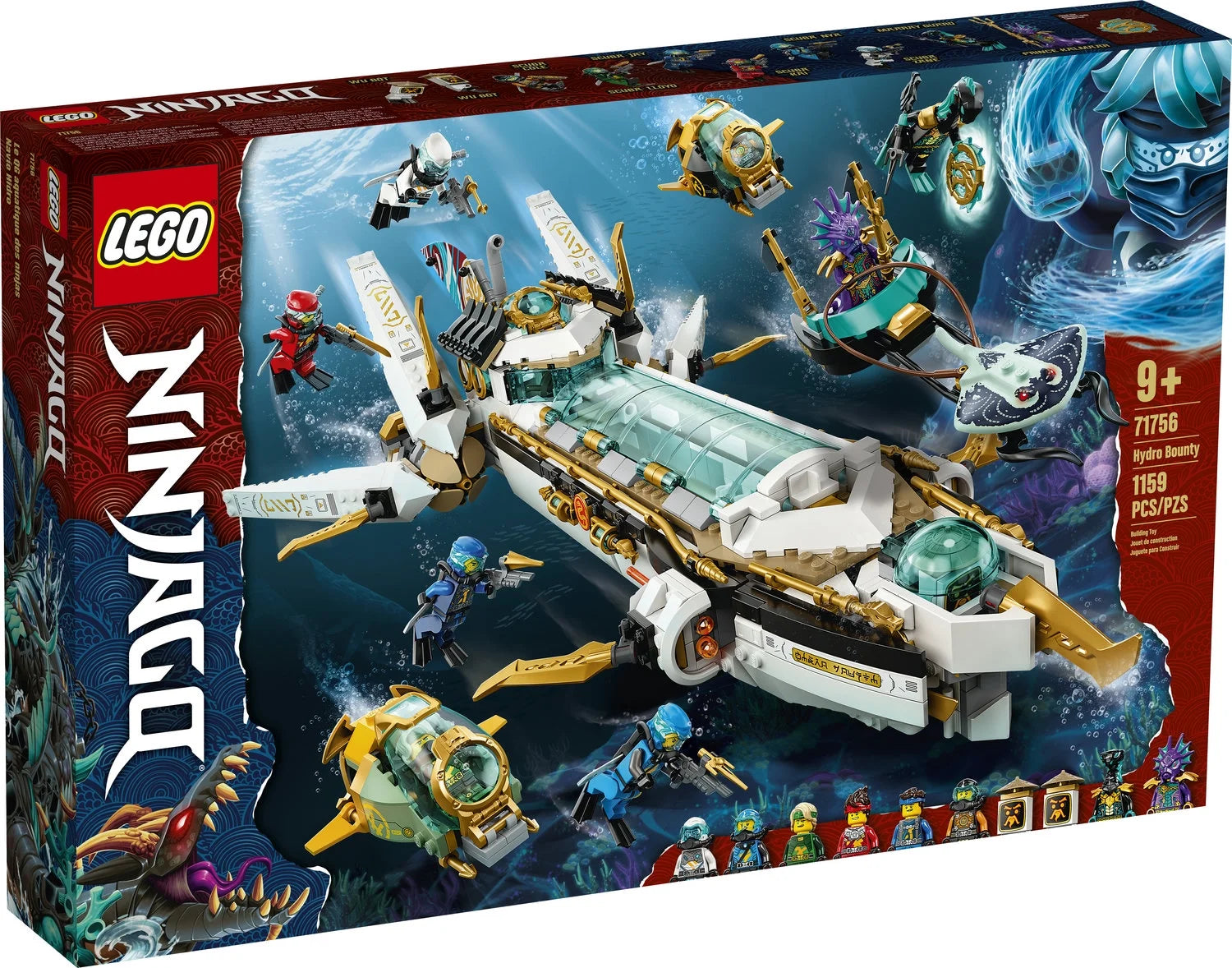 LEGO NINJAGO Hydro Bounty Onderzeeër Bouwset 71756 met Kai en Nya Minifiguren, Ninja Speelgoed, Cadeaus voor Jongens en Meisjes vanaf 9 Jaar