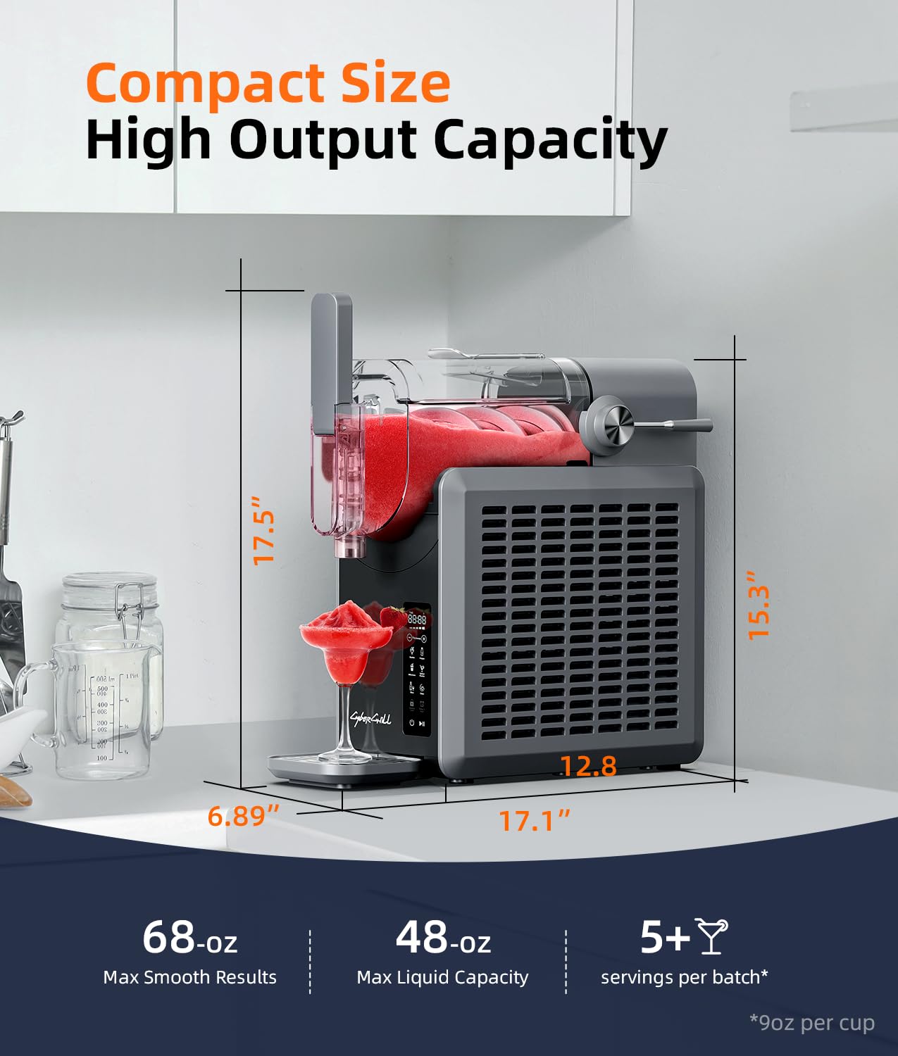 Slushie Maker 2026 met 24-uurs startuitstel en koel houden. Inhoud: 1,9 liter. Automatische frituurfunctie. Bevroren drankenmaker met 5 vooraf ingestelde programma's. Bevroren margarita's, smoothies en meer.