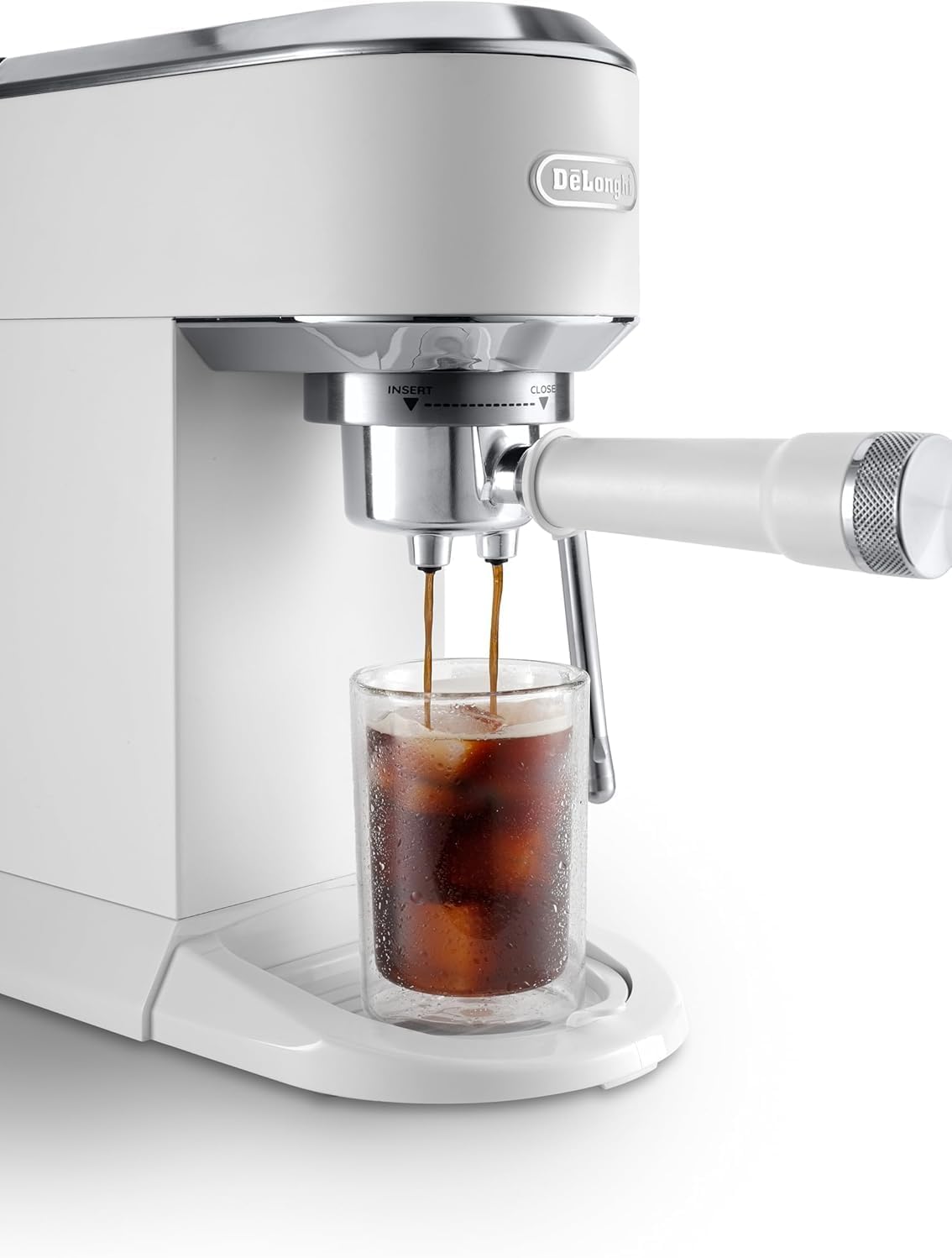 De'Longhi Dedica - RVS pompkoffiezetapparaat voor gemalen koffie of cups, espresso en cappuccino, 1,3 liter reservoir, anti-druppelsysteem, model EC685.M, metaalkleur