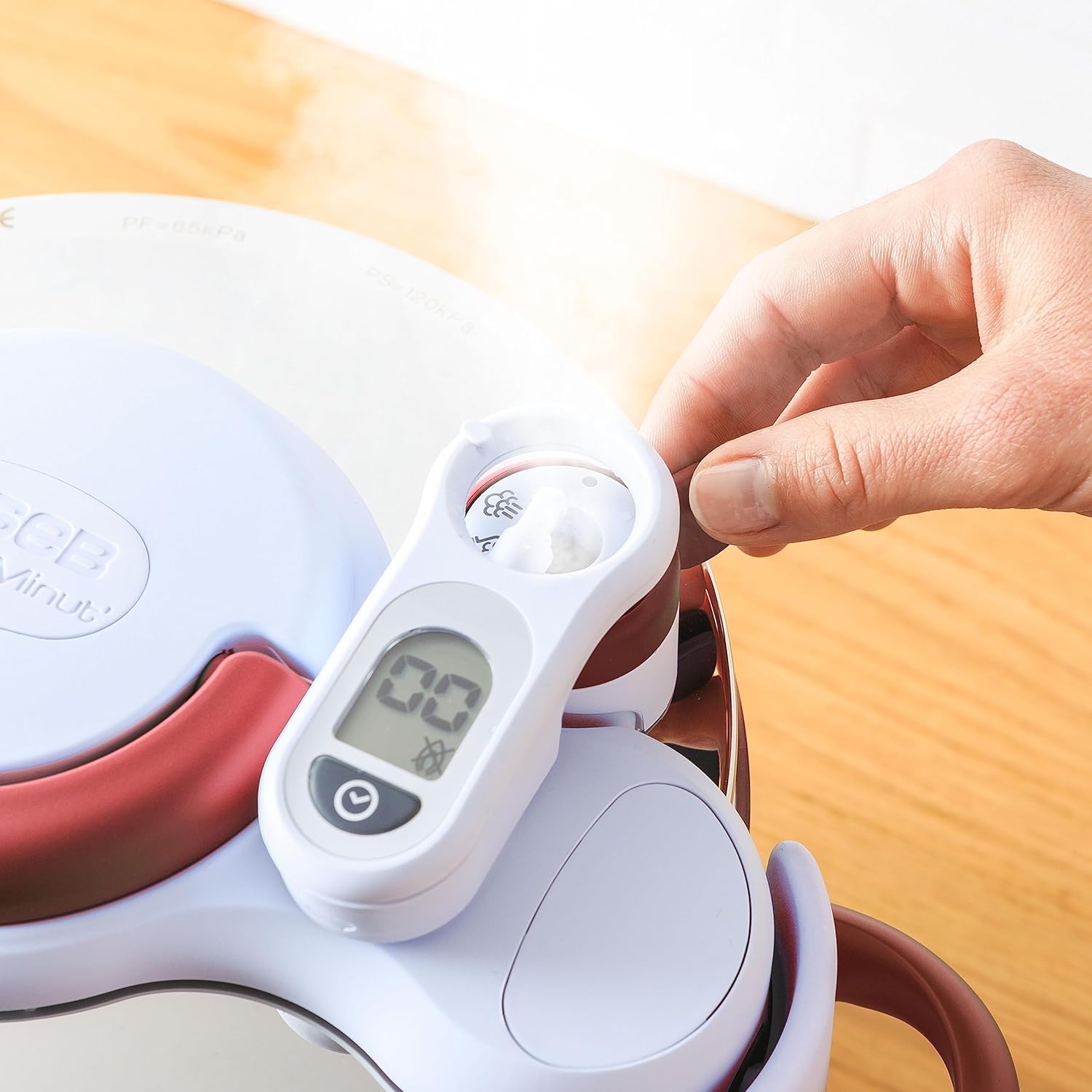 Tefal P47051 Clipso Minut Duo aluminium snelkookpan met 5 veiligheidssystemen en eenvoudige sluiting met één hand, grijs/rood, 5 L