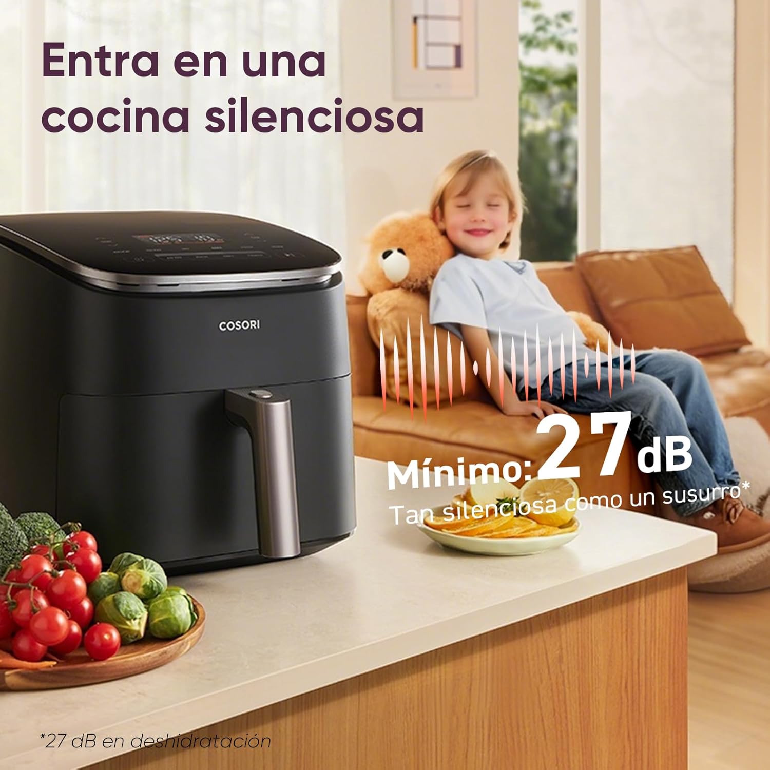 Cosori Turbo Blaze 6L Airfryer, Echte metalen binnenkant, Exclusieve DC-motor, 46% sneller, Temperatuur 30°C tot 230°C, Ideaal voor het braden van vlees, Complete kookprogramma's, Stil 27dB