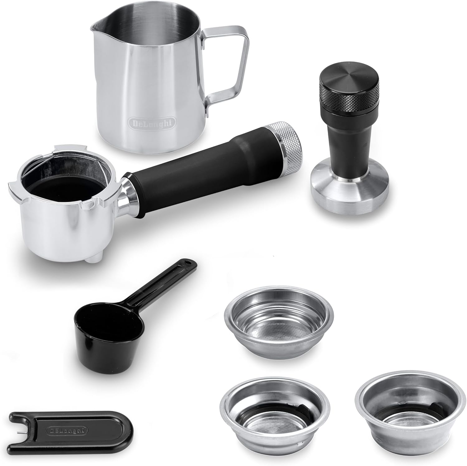 De'Longhi Dedica - RVS pompkoffiezetapparaat voor gemalen koffie of cups, espresso en cappuccino, 1,3 liter reservoir, anti-druppelsysteem, model EC685.M, metaalkleur