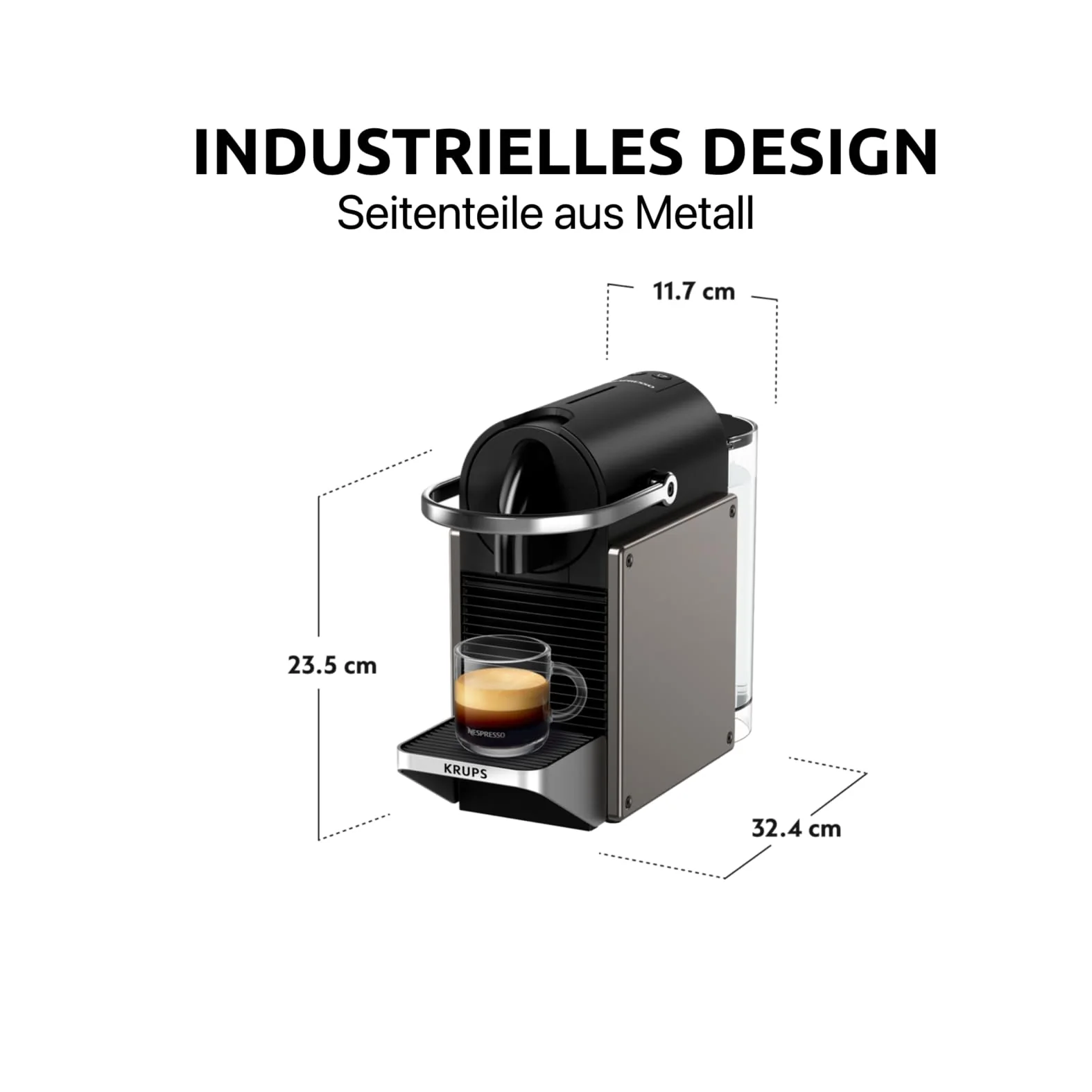 2026 Krups Nespresso Pixie Redesign Capsule Koffiezetapparaat | Espresso en Lungo | Industriële Stijl | Laag Energieverbruik | Automatische Uitschakeling | Verstelbare Lade | Recyclebare Capsules | Model XN306T