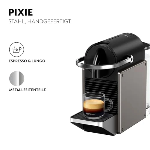 2026 Krups Nespresso Pixie Redesign Capsule Koffiezetapparaat | Espresso en Lungo | Industriële Stijl | Laag Energieverbruik | Automatische Uitschakeling | Verstelbare Lade | Recyclebare Capsules | Model XN306T