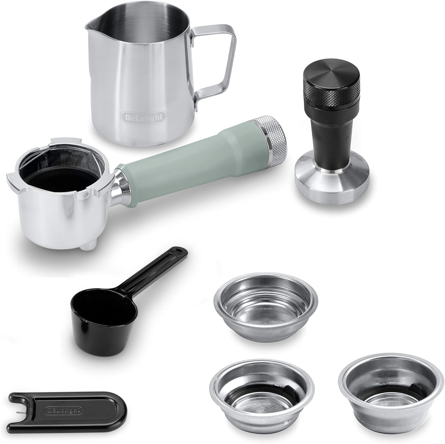 De'Longhi Dedica - RVS pompkoffiezetapparaat voor gemalen koffie of cups, espresso en cappuccino, 1,3 liter reservoir, anti-druppelsysteem, model EC685.M, metaalkleur
